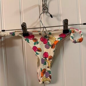 Forever 21 Fruit Print Bikini Bottom - Cream, Red, Orange, Purple